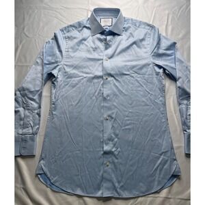 🇬🇧 Charles Tyrwhitt Slim Fit Non-iron Shirt 15x33 Blue Herringbone